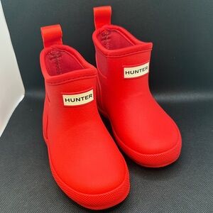 Hunter Kids Red Slip-On Rain Booties